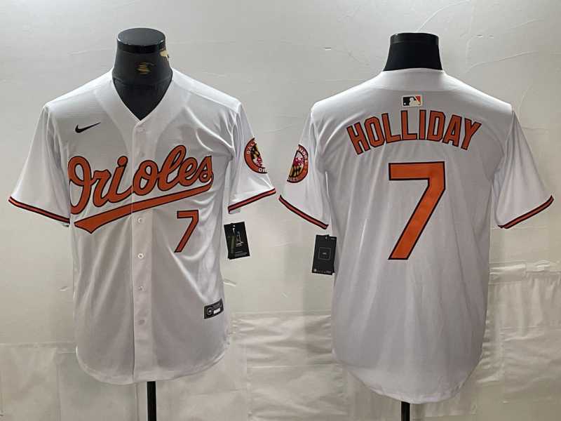 Men%27s Baltimore Orioles #7 Jackson Holliday Number White Limited Cool Base Stitched Jersey->baltimore orioles->MLB Jersey